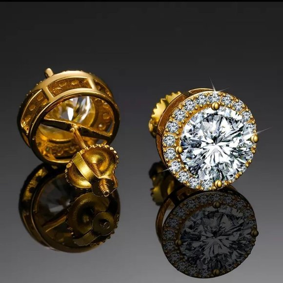 Certified 4ct. t.w. Moissanite Diamond Round Halo Stud Earrings NEW - Picture 4 of 13